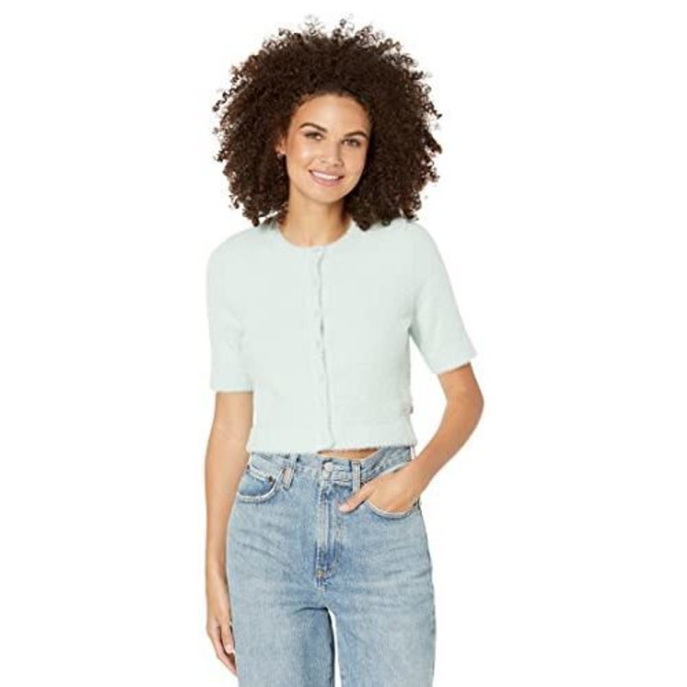 Levi's Women's Sandy Short-Sleeved Cropped Sweater, Starlight Blue, Large